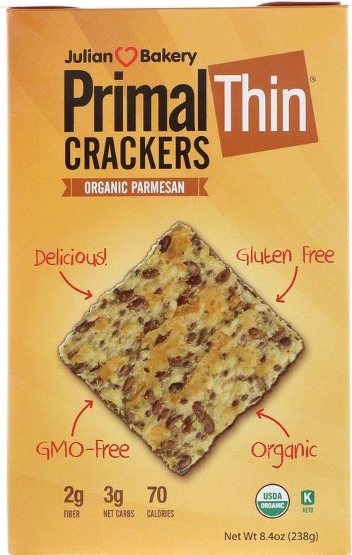 Julian Bakery, Primal Thin Crackers, Organic Parmesan, 238 g - Mom it KeTo Go