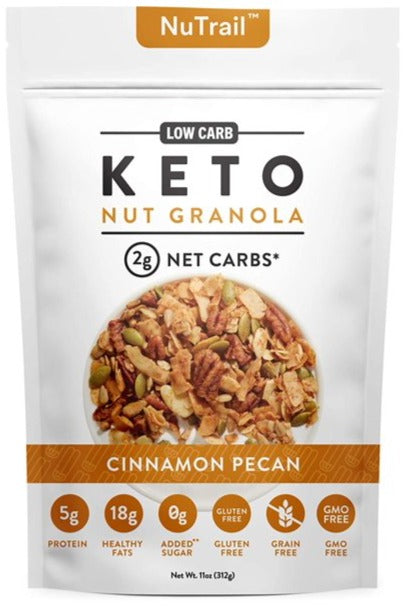 NuTrail, Keto, Gluten Free, Sugar Free, Nut Granola, Cinnamon Pecan, 312 g - Mom it KeTo Go