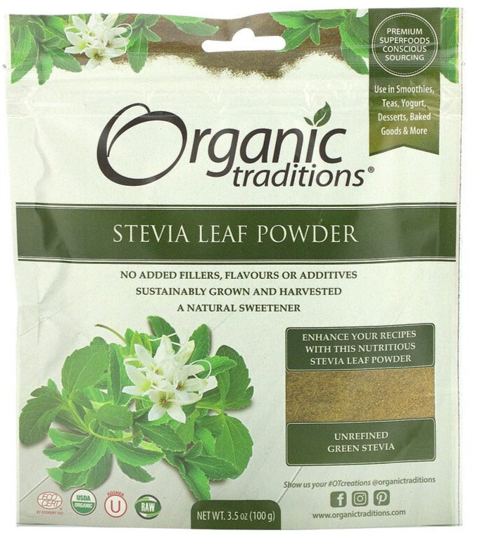 Organic Traditions, Stevia Leaf Powder, 100 g - Mom it KeTo Go