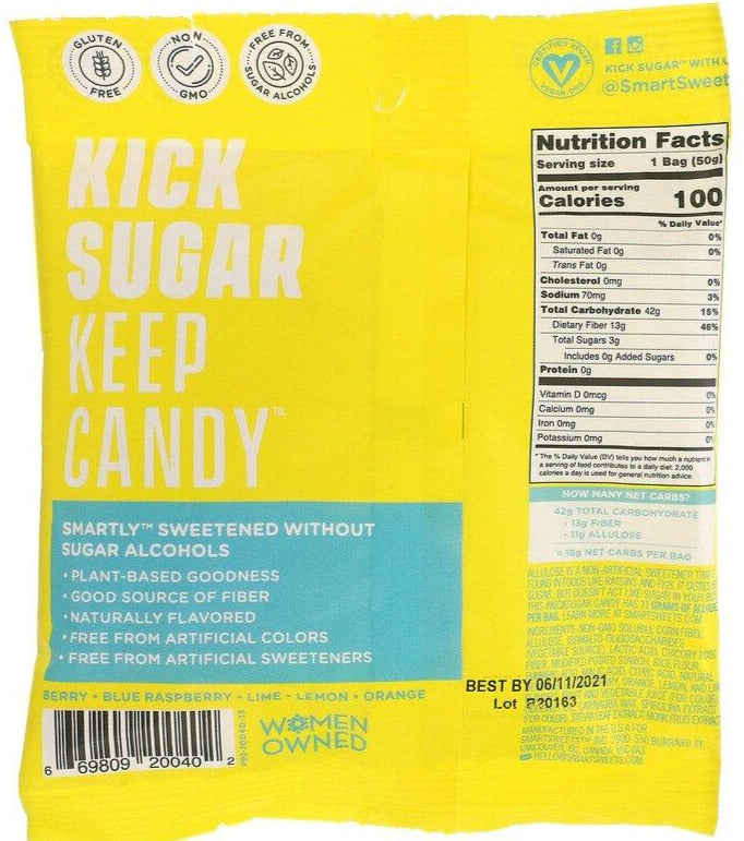 SmartSweets, Sour Blast Buddies, Berry, Blue Raspberry, Lime, Lemon, Orange, 50 g - Mom it KeTo Go