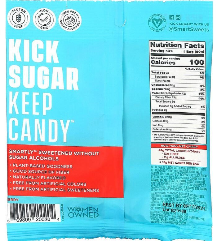 SmartSweets, Sweet Fish, Berry, 50 g - Mom it KeTo Go