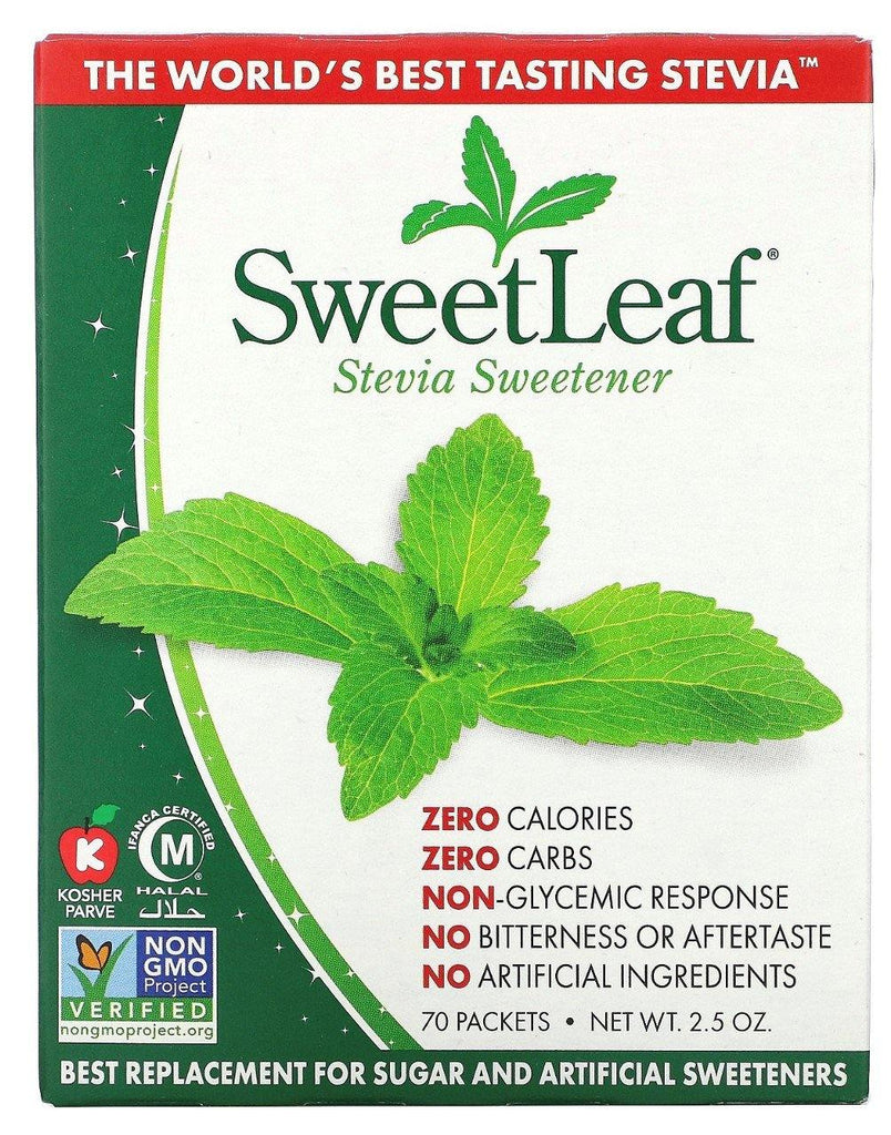 Wisdom Natural, SweetLeaf, Natural Stevia Sweetner, 70 Packets, 2.5 oz - Mom it KeTo Go