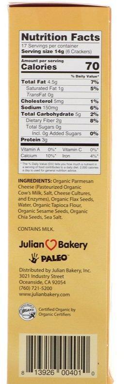 Julian Bakery, Primal Thin Crackers, Organic Parmesan, 238 g - Mom it KeTo Go